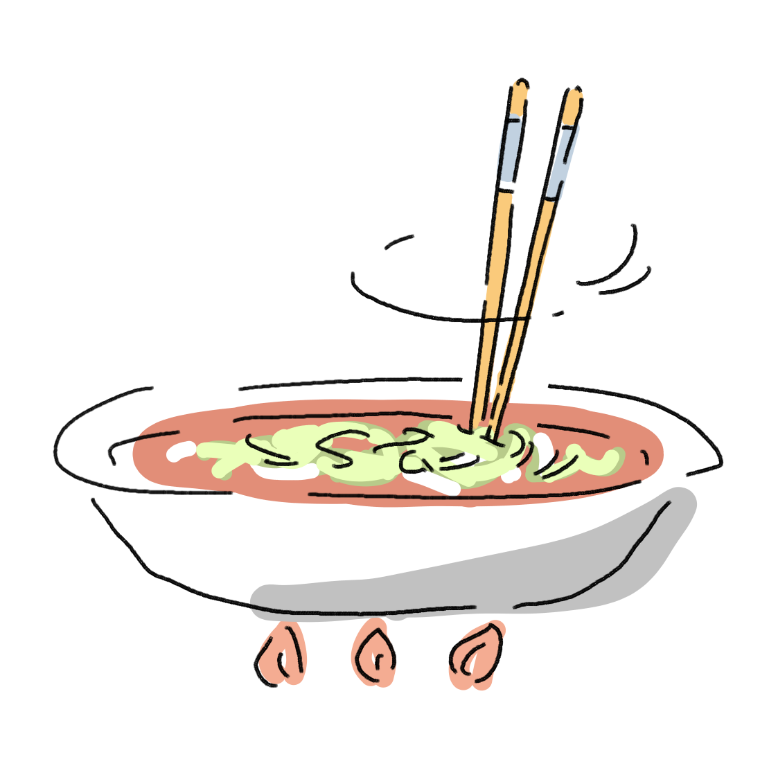 お味見が終わりましたら、凍ったままの長ネギを鍋に全て入れ、ゆっくりほぐします。