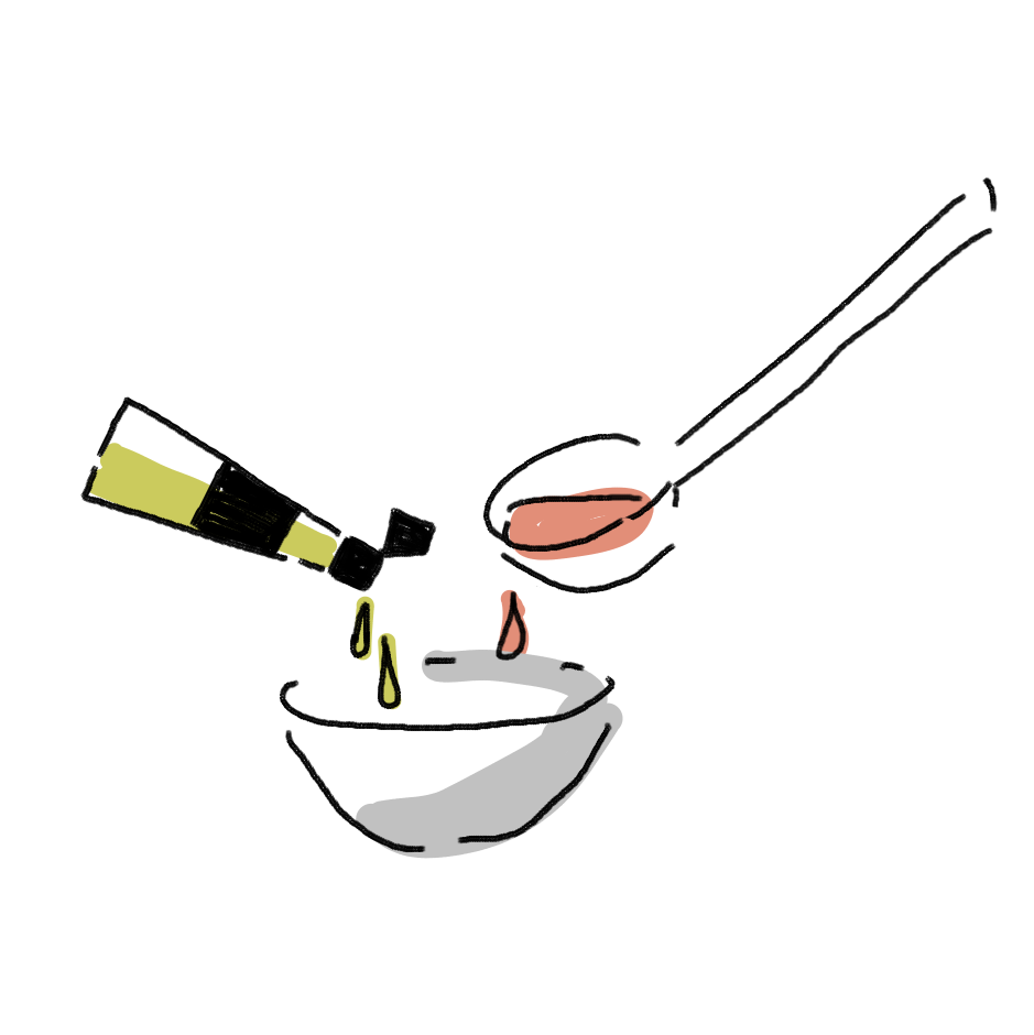 取り皿にオリーブオイルを大さじ１杯程度とトマト出汁をお玉１杯分入れ、つけだれとしてご利用 ください。