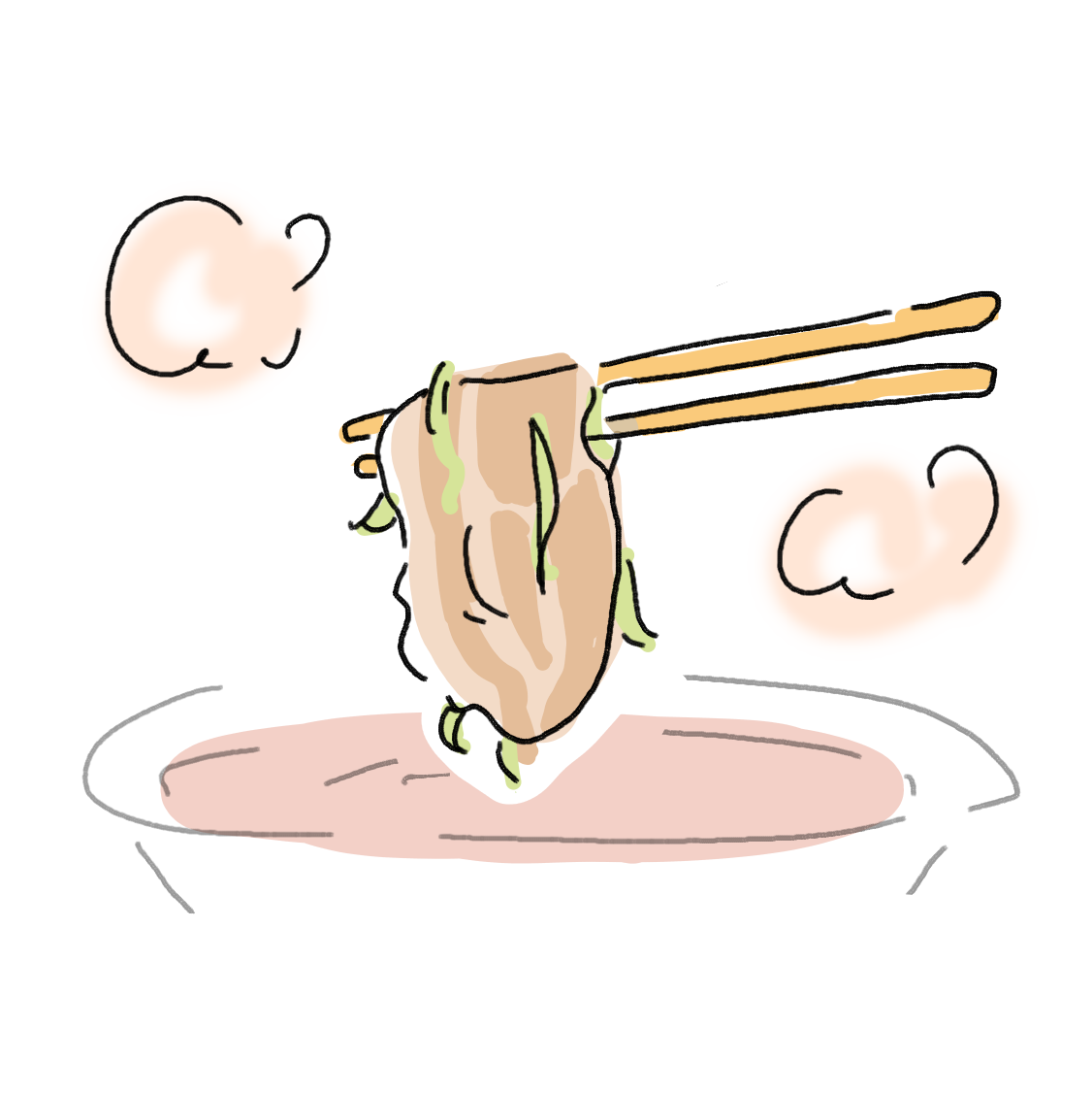 黒豚を１枚ずつお箸で取り、しゃぶしゃぶして赤みがなくなったら食べごろです。長ネギを絡めながらお召し上がりください。