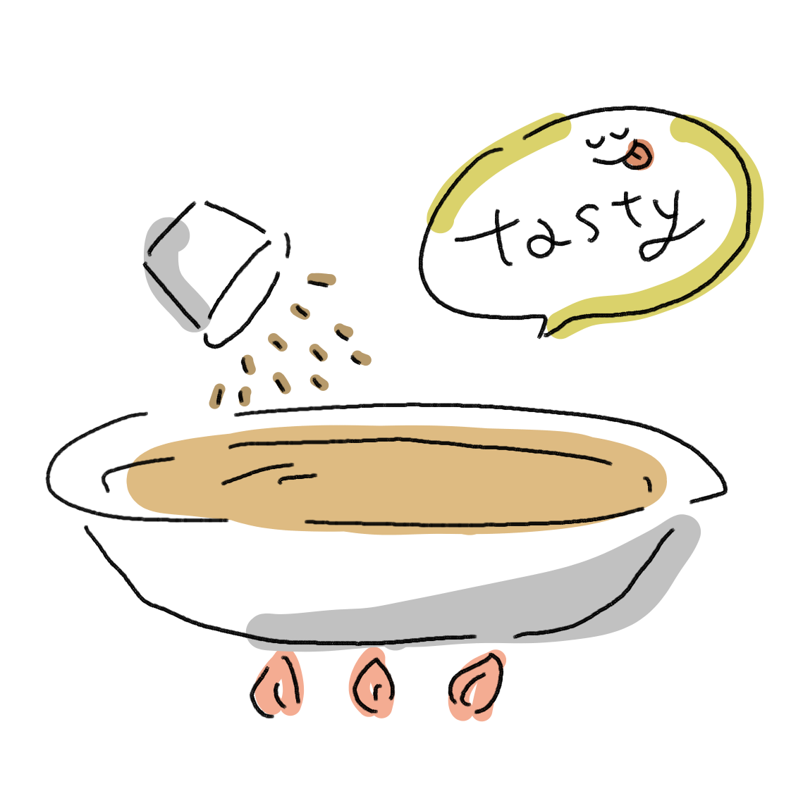 お出汁が沸騰したら弱火にし、出汁粉を振り入れます。出汁粉が和出汁と馴染んだら、少し和出汁のお味見をされてください。