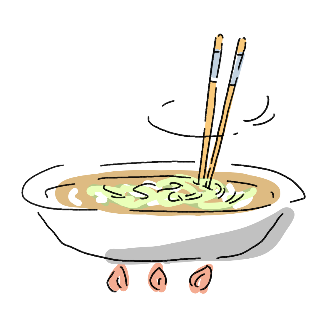 お味見が終わりましたら、凍ったままの長ネギを鍋に全て入れ、ゆっくりほぐします。和出汁が沸々としてきたら取り皿に和出汁をお玉１杯分入れます。